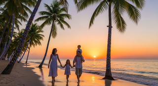 Tropical beach Christmas destinations comparison showing warm weather holiday options