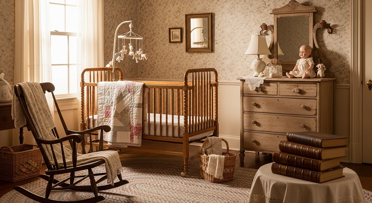 Retro revival baby names guide illustration for parents choosing vintage names