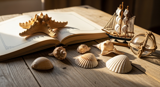 Baby naming guide with nautical theme illustration for new parents