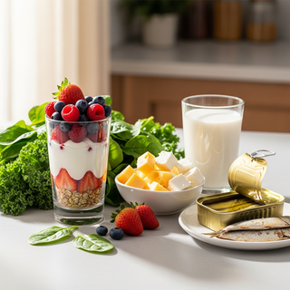 Calcium-rich fertility foods guide illustration for preconception