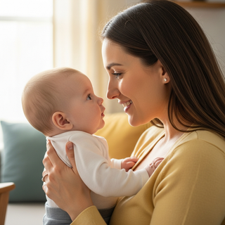 Baby social milestones guide illustration for new parents