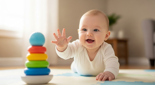 Baby developmental milestones guide illustration for parents