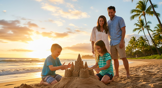 Best Hawaiian islands for family vacation with kids at tropical beach