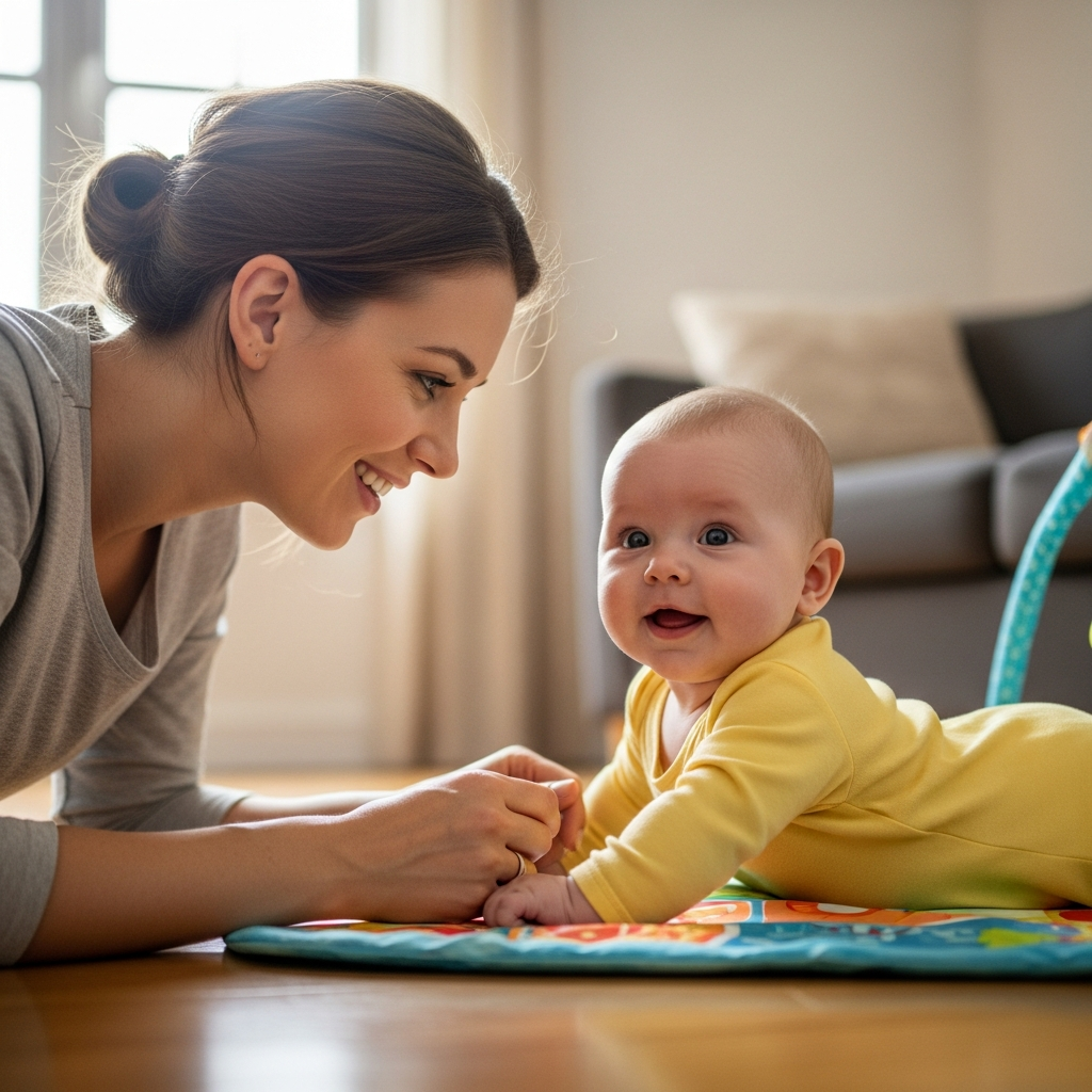 3 month old baby development milestones showing physical growth and social interactions
