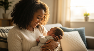 African American mother with newborn baby boy celebrating cultural naming traditions