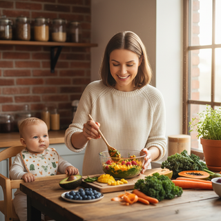 High-fiber baby food recipes guide for constipation relief illustration for new mothers