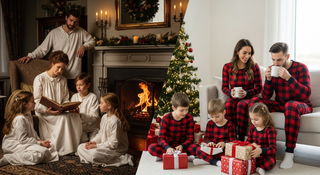 Christmas pajamas history Victorian to modern family traditions illustration