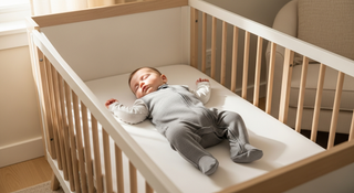 Baby sleeper layering guide showing peaceful infant sleeping safely in crib