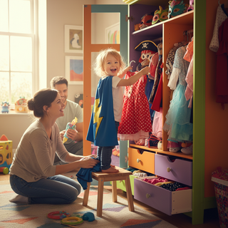 Child choosing character clothes guide illustration for parents managing kids clothing battles