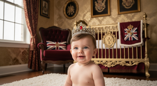 Royal baby names for boys guide with crown illustration for new parents