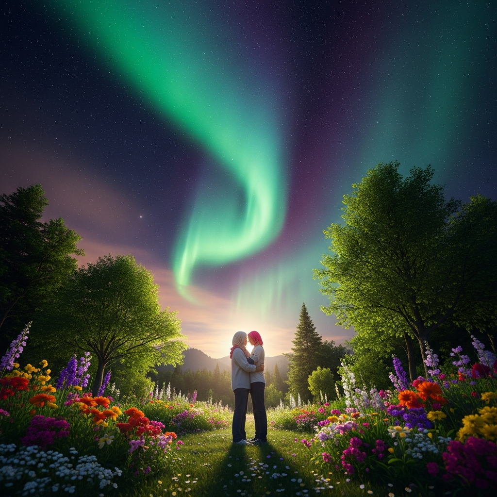 Beautiful collage of nature and celestial elements including stars, moon, flowers, and trees representing baby name inspiration