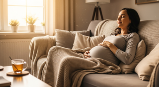 Pregnant woman managing symptoms at home guide for expectant mothers
