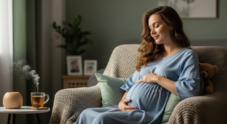 Pregnant woman practicing relaxation techniques for anxiety relief