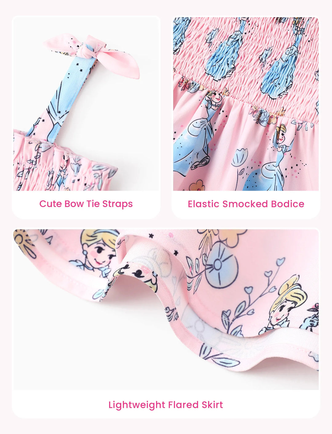 Disney Prinzessin Cinderella 1tlg. Kleinkind-Mädchen Figurdruck Blumenkleid Rosa
