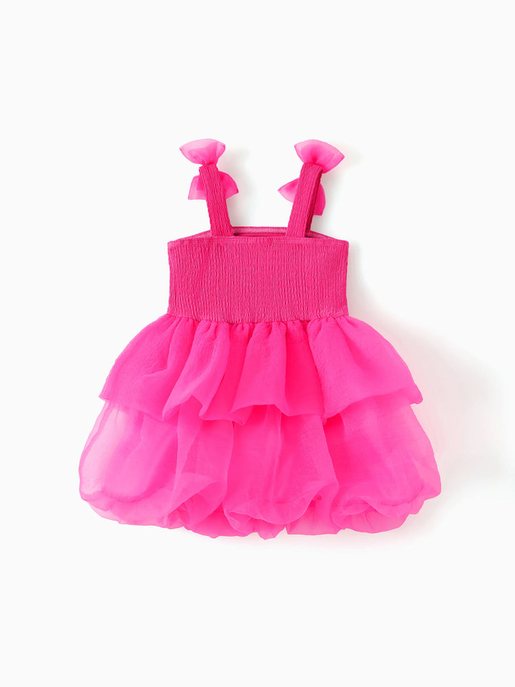 Barbie Toddler/Kid Girl Barbie Letter Print Layered Tulle Dress Hot Pink