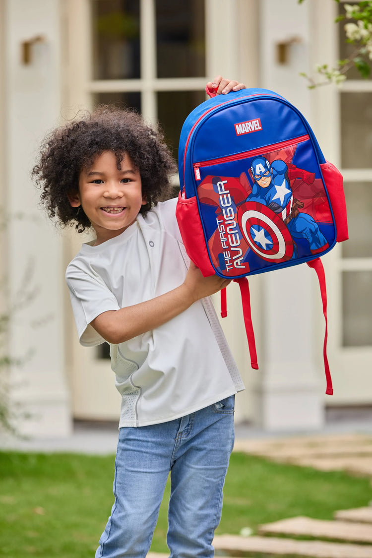 PatPat Marvel Captain America Kids Backpack for Daycare and Kindergarten, Roomy Toddler Daypack with Comfortable Padded Straps Blue