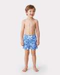 Toddler Boy Shell Print Swimwear Floral Swim Shorts Set for boys, Perfect for Beach Days & Pool Parties Blue