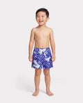 Toddler Boy Tropical Leaf Print Swim Trunks Blue