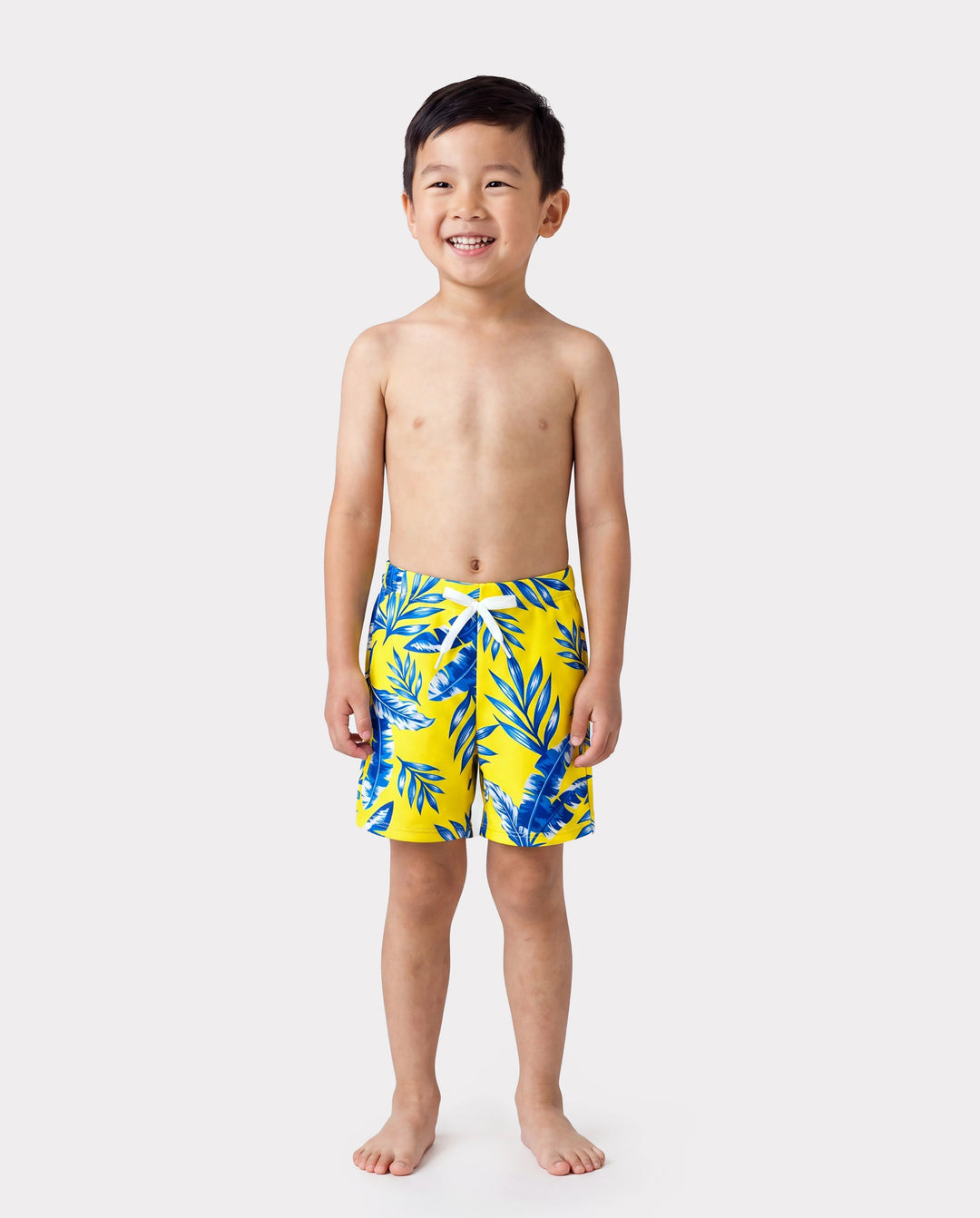 Toddler Boy Yellow Leaf Print Swim Trunks Yellow