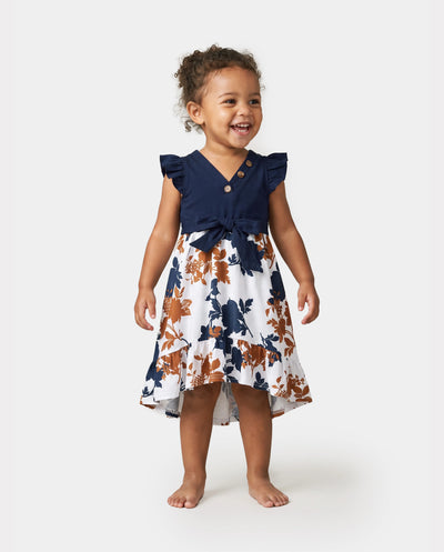 Toddler/Kid Girl Floral Dress Fabric Stitching royalblue