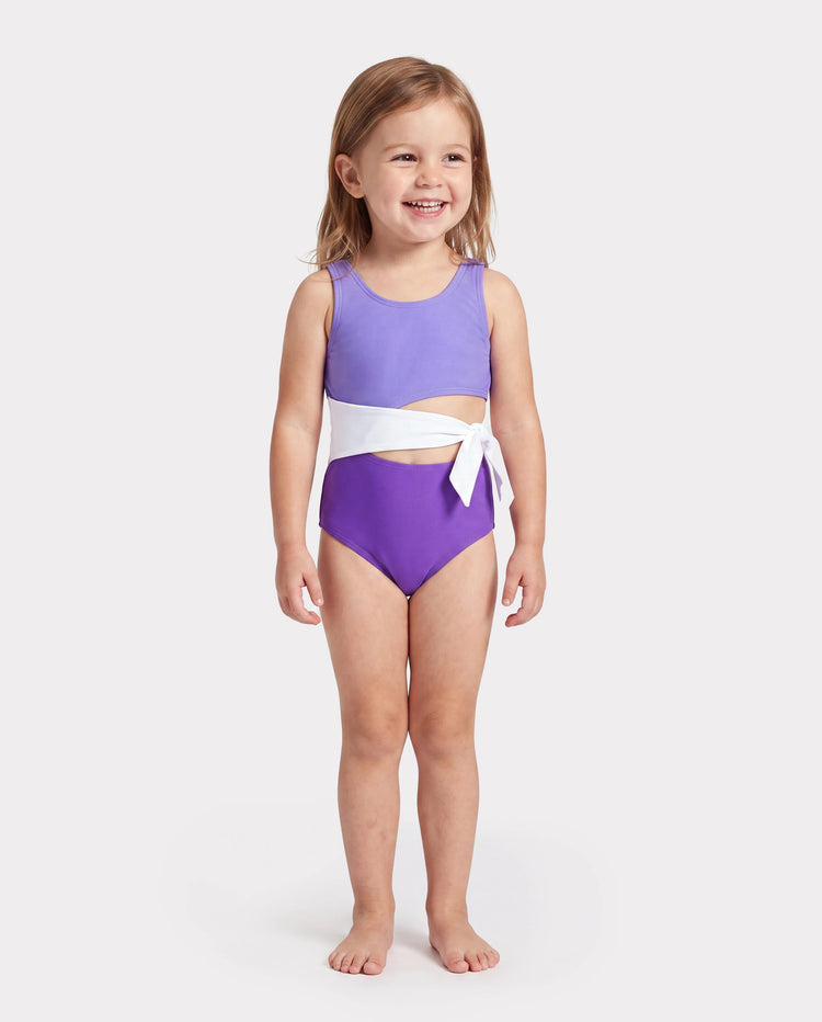 Toddler Girl Color-block Side Knot One-Piece Swimsuit (Quick-Dry) ColorBlock