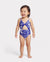 Toddler Girl Tropical Leaf Print Hollow-out Crisscross Straps One-piece Swimsuit Blue