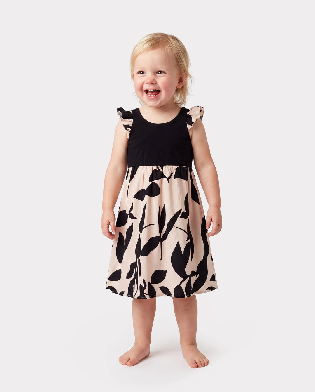 Toddler/Kid Girl Cross Back Floral Strap Dress Black
