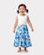 Toddler/Kid Girl Outfits White Camisole Top and Blue Floral Print Skirt Co-ord Set Blue