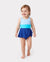 Toddler Girl Color Block Swimsuits One Shoulder Swim Dress Blue