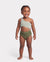 Toddler Girl Colorblock Stripe One Piece One Shoulder Swimsuit Army green