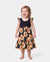 Kleinkind-/Kinder-Mädchen Set mit ärmellosem Blumenkleid mit Trägern Schwarz