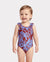 Toddler Girl Tropical Leaf Print Swimsuits Cutout One-Piece Blue