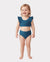 Toddler Girl Teal Striped Swimsuits Ruched Bikini Multi-color