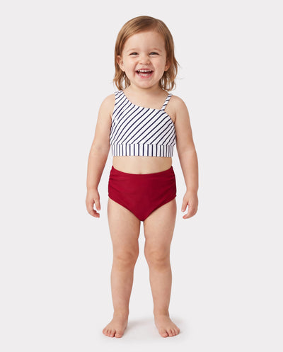 Toddler Girl Swimsuits Red Striped Bikini Matching Beachwear Outfits for Summer, Cruise, Vacation Red