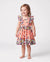 Kleinkind-/Kinder-Mädchen Blumendruck Kleid mit flatternden ärmellosen Ärmeln Orangerot