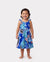 Toddler/Kid Girl Tropical Dress – Blue Floral Print, Perfect for Summer Vacations and Family Photos Blue