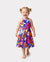 Toddler/Kid Girl Hawaiian Outfits Tropical Floral Print Vacation Clothes Strap Belted Dress Summer Beachwear Set Navy