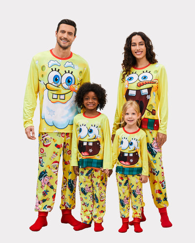 SpongeBob SquarePants Christmas Family matching Print Pajamas Sets with Christmas Socks