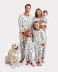 Christmas Matching Family Pajamas Gingerbread & Milk Print Blue