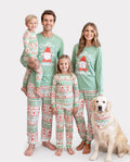 Christmas Matching Family Pajamas Glow In The Dark Santa Claus Print Light Green