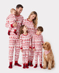 Christmas Matching Family Pajamas Fair Isle & Reindeer Print Red
