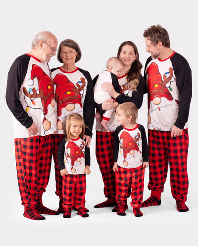 Christmas Family Matching Santa Print Raglan Sleeves Pajamas Sets with Christmas Socks (SGS Certied Safety) Red