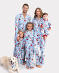 Christmas Matching Family Pajamas Penguin Print Blue