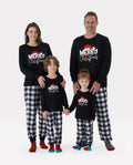 Christmas Family Matching Glow In The Dark Letters Print Long-sleeve Pajamas Sets with Christmas Socks Black+White