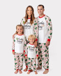 Ensemble pyjama de Noël assorti pour toute la famille, imprimé sapin de Noël rouge et abricot, avec chaussettes de Noël abricot