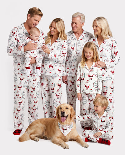 Christmas Matching Family Pajamas Set Gnome Print White PJS with Christmas Socks White