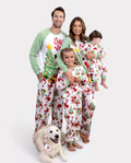 Christmas Matching Family Pajamas Santa & Xmas Tree Print Green