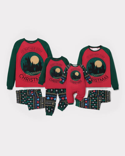 Harry Potter Family Matching Christmas Hogwarts Graphic Pajamas Sets with Christmas Socks