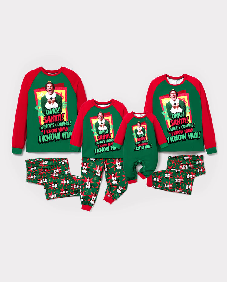 Ensemble pyjama de Noël assorti avec personnages ELF et chaussettes de Noël