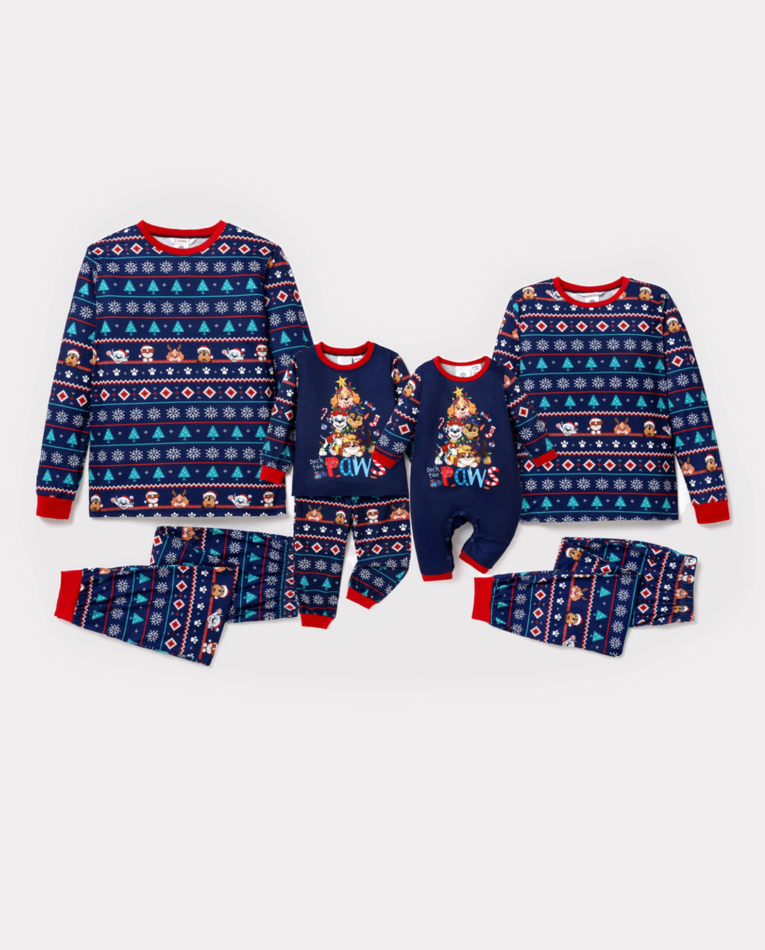 PAW Patrol Weihnachtsfamilienpassend Allover Druck Langarm Schlafanzug-Sets mit Weihnachtssocken